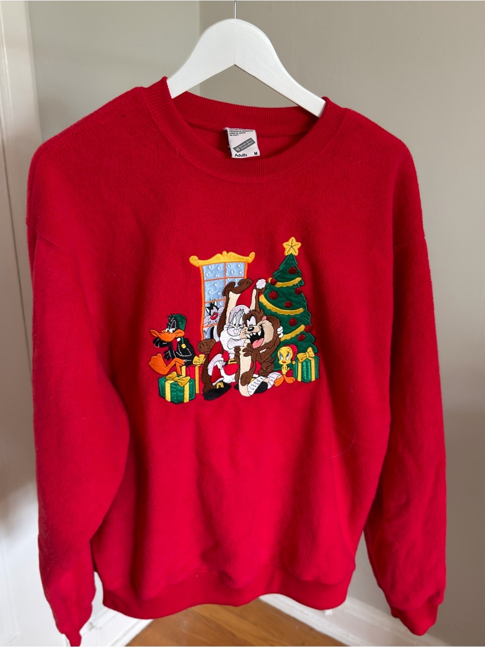 Vintage Red Holiday Looney Tunes Crewneck Sweater